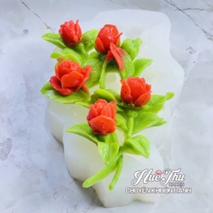 Khuôn silicon Cành Hồng làm bánh rau câu 3D 4D nhấn xôi, fondant, socola, nến hanmade