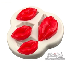 Khuôn silicon Đôi Môi (vỉ 4 hình) làm bánh rau câu 3D 4D nhấn xôi, fondant, socola, nến hanmade