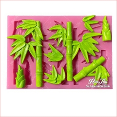 Khuôn silicon Cây Tre, Cây Trúc (vỉ 7 chi tiết) làm bánh rau câu 3D 4D nhấn xôi, fondant, socola, nến hanmade