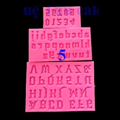 Khuôn silicon chữ số (in hoa, in thường, số) 14x9cm đổ tạo hình chữ viết trên bánh rau câu 3D, 4D