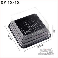 Hộp đựng bánh vuông 12x12cm đế đen, vàng, trắng cao 5/7.5cm (10 cái) đựng bánh rau câu, bông lan, Trung Thu