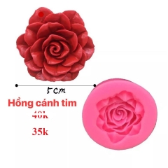 Khuôn silicon hoa Hồng Cánh Tim 5cm làm bánh rau câu 3D 4D nhấn xôi, fondant, socola, nến hanmade