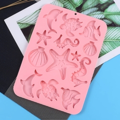 Khuôn silicon Hải Sản A100 (vỉ 12 hình) làm bánh rau câu 3D 4D nhấn xôi, fondant, socola, nến hanmade