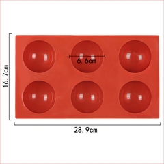 Khuôn silicon Viên Tròn A56 (vỉ 6 hình) làm bánh rau câu 3D 4D nhấn xôi, fondant, socola, nến hanmade