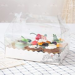 Hộp đựng bánh mica quai xách 20cm đựng bánh cupcakes, rau câu