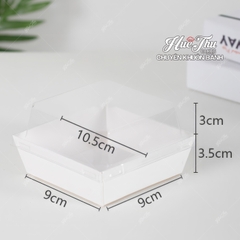 Hộp vuông giấy Kraft 10.5/11.5/12.9cm (10 cái, có nắp) màu nâu, trắng đựng bánh trôi, bánh bông lan, rau câu, đồ ăn