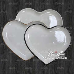 Đĩa Tim Viền Đen, Viền Vàng 12.5cm, Đĩa Tim Sứ Decor - trang trí đồ ăn, mâm cúng
