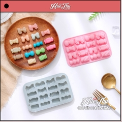 Khuôn silicon kẹo chip Chiếc Nơ, Viên Kẹo (vỉ 16 hình) làm kẹo dẻo, chip chip, rau câu mini, thạch trà sữa