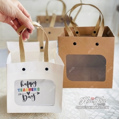 Túi Giấy Kraft Đựng Quà 15cm, túi vuông đựng lọ hoa, đựng bánh các loại