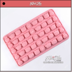 Khuôn silicon kẹo chip Mặt Thú (vỉ 54 hình) làm kẹo dẻo, chip chip, rau câu mini, thạch trà sữa