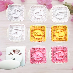 Khuôn lò xo Phúc Lộc Thọ Tài 150g (vuông, 4 mặt) - khuôn làm bánh trung thu, bánh dứa, bánh cốm xu xê, nhấn xôi hoa đậu