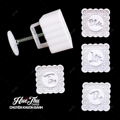 Khuôn lò xo Phúc Lộc Thọ Tài 150g (vuông, 4 mặt) - khuôn làm bánh trung thu, bánh dứa, bánh cốm xu xê, nhấn xôi hoa đậu