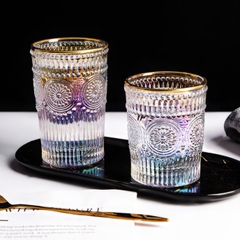 Cốc Thủy Tinh Cao 10cm Viền Vàng - đựng muối gạo cắm hương bàn tiệc mâm cúng hiện đại phong cách Luxury