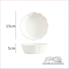 Bát Sứ Hoa 15cm (nhiều màu), Chén Sứ Miệng Lượn Decor - trang trí đồ ăn, mâm cúng