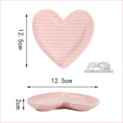 Đĩa Tim Rằn Sứ 12.5cm (nhiều màu), Đĩa Tim Đựng Xôi Bánh Bao Trầu Cau - trang trí đồ ăn, bàn tiệc, mâm cúng
