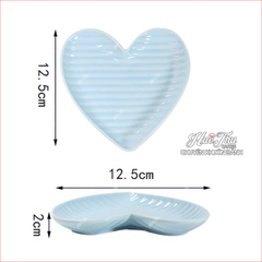 Đĩa Tim Rằn Sứ 12.5cm (nhiều màu), Đĩa Tim Đựng Xôi Bánh Bao Trầu Cau - trang trí đồ ăn, bàn tiệc, mâm cúng