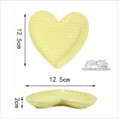 Đĩa Tim Rằn Sứ 12.5cm (nhiều màu), Đĩa Tim Đựng Xôi Bánh Bao Trầu Cau - trang trí đồ ăn, bàn tiệc, mâm cúng
