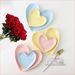 Đĩa Tim Rằn Sứ 12.5cm (nhiều màu), Đĩa Tim Đựng Xôi Bánh Bao Trầu Cau - trang trí đồ ăn, bàn tiệc, mâm cúng