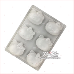 Khuôn nhựa Mèo Hello Kitty (vỉ 6 hình) làm bánh rau câu 3D 4D nhấn xôi, fondant, socola, nến hanmade