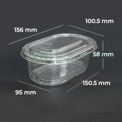 Hộp Nhựa PET JB-11 (10 hộp) - Hộp nhựa đựng bánh oval đựng bánh rau câu, bông lan, pudding
