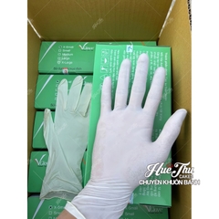 Găng Tay Y Tế Vglove Latex Không Bột Màu Trắng Hộp 100 Cái - Găng tay dùng trong thực phẩm, thẩm mỹ, công nghiệp