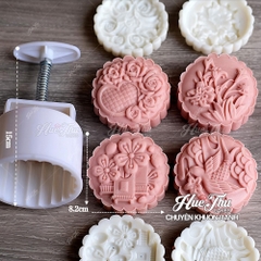 Khuôn lò xo Phượng Bay, Cành Hoa 150/200g (4 mặt) - khuôn làm bánh trung thu, bánh dứa, bánh cốm xu xê, nhấn xôi hoa đậu