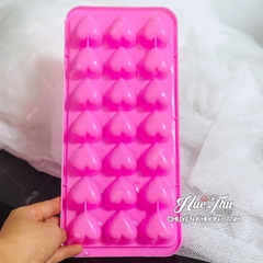 Khuôn rau câu, khay đá Trái Tim làm bánh rau câu 3D 4D nhấn xôi, fondant, socola, nến hanmade