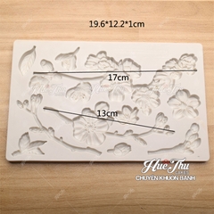 Khuôn silicon Cành Hoa Lá Nhí 20x12cm làm bánh rau câu 3D 4D nhấn xôi, fondant, socola, nến hanmade