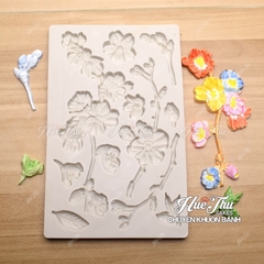 Khuôn silicon Cành Hoa Lá Nhí 20x12cm làm bánh rau câu 3D 4D nhấn xôi, fondant, socola, nến hanmade