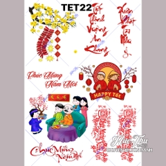 Tấm Decal Trong chủ đề Tết - Năm Mới - Cá Chép, chữ dán tem dán lên bánh trang trí bánh rau câu tiện lợi (nhiều mẫu)