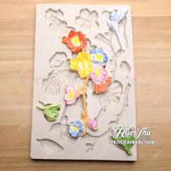 Khuôn silicon Cành Hoa Lá Nhí 20x12cm làm bánh rau câu 3D 4D nhấn xôi, fondant, socola, nến hanmade