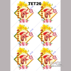 Tấm Decal Trong chủ đề Tết - Năm Mới - Cá Chép, chữ dán tem dán lên bánh trang trí bánh rau câu tiện lợi (nhiều mẫu)