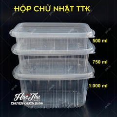 Hộp nhựa chữ nhật sọc TTK trong (10 cái) có nắp đựng thực phẩm, rau câu
