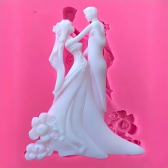 Khuôn silicon Cô Dâu Chú Rể 10x7cm làm bánh rau câu 3D 4D nhấn xôi, fondant, socola, nến hanmade