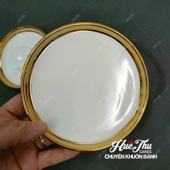 Đĩa Tròn Viền Vàng 11/13cm, Đĩa Sứ Tròn Decor - trang trí đồ ăn, bàn tiệc, mâm cúng