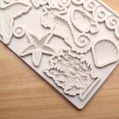 Khuôn silicon Tiên Cá, Sao Biển, Cá Ngựa… (vỉ 8 chi tiết) làm bánh rau câu 3D 4D nhấn xôi, fondant, socola, nến hanmade