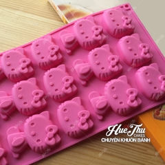 Khuôn silicon kẹo chip Mèo Hello Kitty (vỉ 15 hình) làm kẹo dẻo, chip chip, rau câu mini, thạch trà sữa