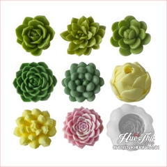 Khuôn silicon Xương Rồng Sen Đá 107 (7 mẫu) làm bánh rau câu 3D 4D nhấn xôi, fondant, socola, nến hanmade