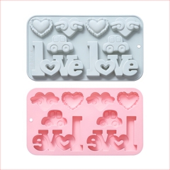 Khuôn silicon Trái Tim, chữ Love A108 (vỉ 8 hình) làm bánh rau câu 3D 4D nhấn xôi, fondant, socola, nến hanmade