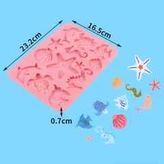 Khuôn silicon Hải Sản A100 (vỉ 12 hình) làm bánh rau câu 3D 4D nhấn xôi, fondant, socola, nến hanmade