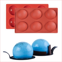 Khuôn silicon Viên Tròn A56 (vỉ 6 hình) làm bánh rau câu 3D 4D nhấn xôi, fondant, socola, nến hanmade