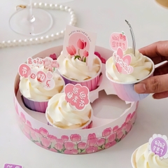 Hộp đựng bánh Cupcake 4 bánh HC11 hình tròn trong suốt sang trọng