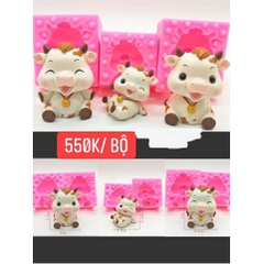 Khuôn silicon con Trâu Ngộ Nghĩnh làm bánh rau câu 3D 4D nhấn xôi, fondant, socola, nến hanmade
