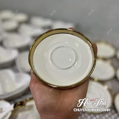 Đĩa Tròn Viền Vàng 11/13cm, Đĩa Sứ Tròn Decor - trang trí đồ ăn, bàn tiệc, mâm cúng