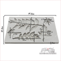 Khuôn silicon cành lá hoa Hồng (lá dài, lá nhọn kèm hoa) 16x11cm làm bánh rau câu 3D 4D nhấn xôi, fondant, socola, nến hanmade