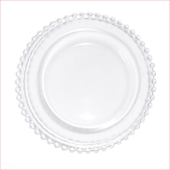 Đĩa thủy tinh Viền Ngọc 21/27/32cm đựng đồ ăn, thạch, kem - trang trí bàn tiệc mâm cúng hiện đại phong cách Luxury