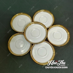 Đĩa Tròn Viền Vàng 11/13cm, Đĩa Sứ Tròn Decor - trang trí đồ ăn, bàn tiệc, mâm cúng