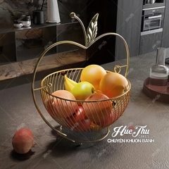 Giỏ inox mạ vàng quả Táo 34cm đựng trái cây - trang trí bàn tiệc mâm cúng hiện đại phong cách Luxury