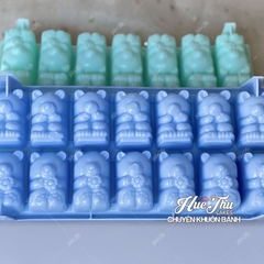 Khuôn rau câu, khay đá Gấu Trúc (14 viên) làm bánh rau câu 3D 4D nhấn xôi, fondant, socola, nến hanmade