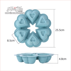 Khuôn silicon Trái Tim A14 (vỉ 6 hình) làm bánh rau câu 3D 4D nhấn xôi, chè trôi nước, socola, nến hanmade